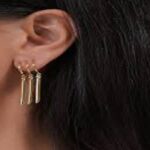 Zoro earrings inspired by anime, featuring sleek green and gold designs with a stylish and modern aesthetic.