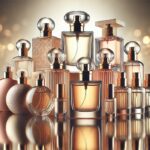 A luxurious perfume combo set featuring elegantly designed bottles with various scents, beautifully arranged.