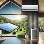 Sinfin solar AC installed in a modern home, showcasing solar panels and eco-friendly cooling technology.